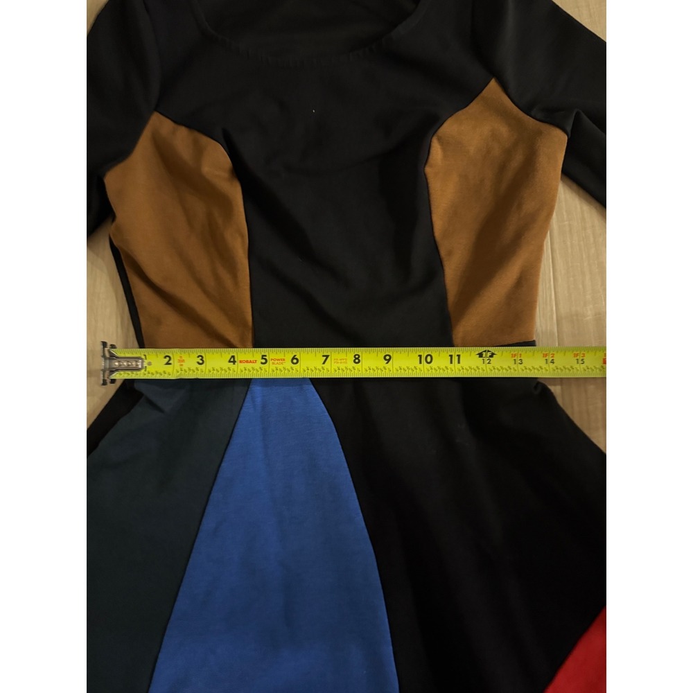 Boden Colorblock Fit Flare Dress Womens 6 Black Multi Geometric Jersey Knit - Picture 5 of 9